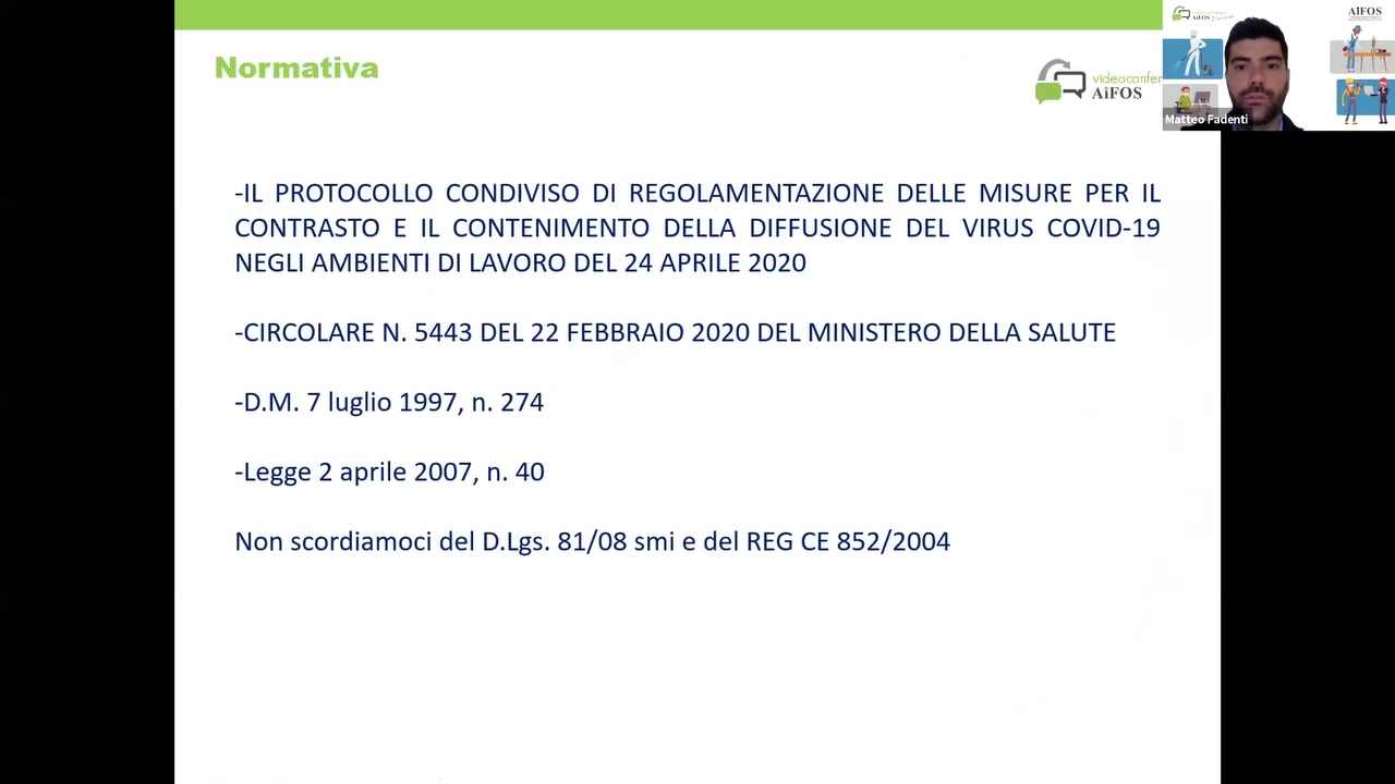 '3 \II()\

'3 .\||-‘()8 

  

-IL PROTOCOLLO CONDIVISO DI REGOLAMENTAZIONE DELLE MISURE PER IL
CONTRASTO E IL CONTENIMENTO DELLA DIFFUSIONE DEL VIRUS COVID-19
NEGLI AMBIENTI DI LAVORO DEL 24 APRILE 2020

-CIRCOLARE N. 5443 DEL 22 FEBBRAIO 2020 DEL MINISTERO DELLA SALUTE
-D.M. 7 Iuglio 1997, n. 274

-Legge 2 aprile 2007, n. 40

Non scordiamoci del D.Lgs. 81/08 smi e del REG CE 852/2004